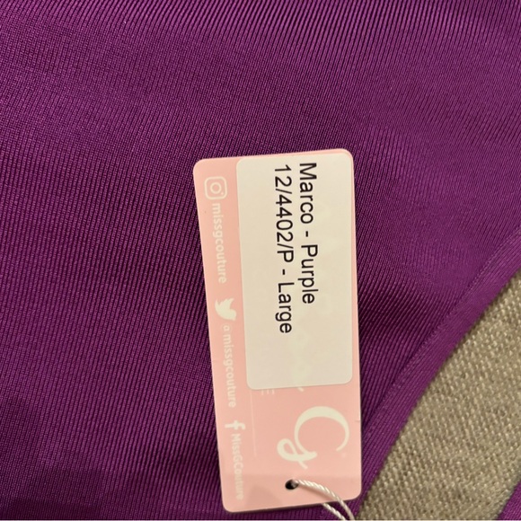 Purple Bandage/Spandex Cocktail Dress with Cutouts - Picture 4 of 6